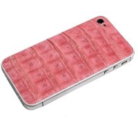 Задняя крышка для IPhone 4/4S White декорирована кожей каймана розового цвета