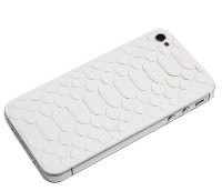 Задняя крышка для IPhone 4/4S White декорирована кожей питона белого цвета