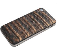 Задняя крышка для IPhone 4/4S Black декорирована кожей каймана бронзового цвета