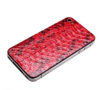 Задняя крышка для IPhone 4/4S Black декорирована кожей питона тёмно-красного цвета