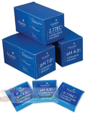 Калибровочные растворы Bluelab 4.0 pH,  7.0 pH, 2.77 EC  пакетики по 20ml 