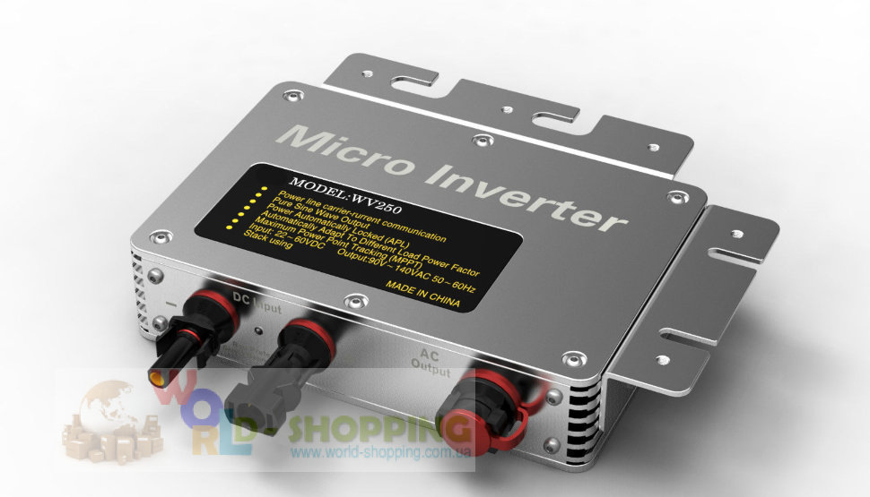 Мережевий інвертор Grid Tie micro 250Вт IP67 для сонячних панелей 