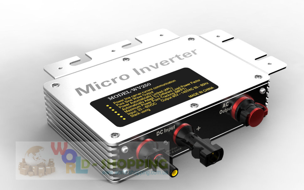 Мережевий інвертор Grid Tie micro 250Вт IP67 для сонячних панелей 