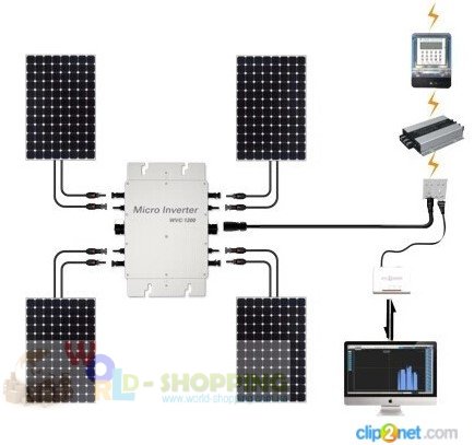 Мережний інвертор MPPT Micro Grid Tie 1200Вт для сонячних панелей 