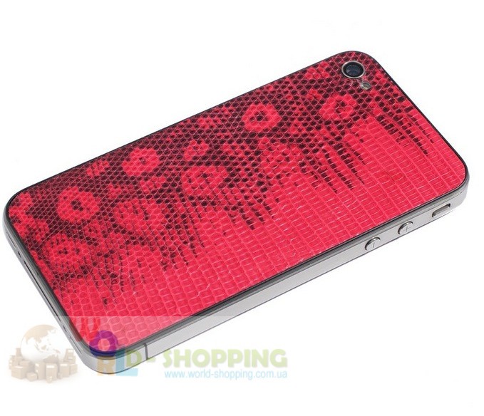Задня кришка для iPhone 4/4S Black декорована шкірою ігуани червоного кольору.