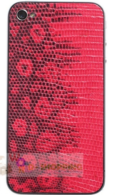 Задня кришка для iPhone 4/4S Black декорована шкірою ігуани червоного кольору.