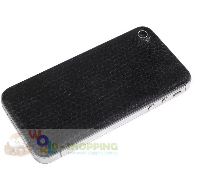Задня кришка для iPhone 4/4S Black декорована шкірою морської змії фіолетового кольору.