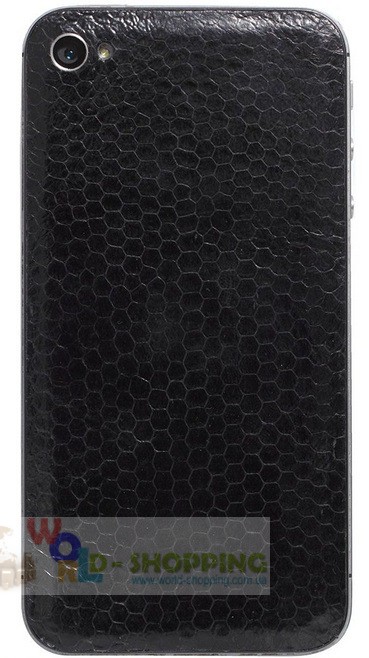 Задня кришка для iPhone 4/4S Black декорована шкірою морської змії фіолетового кольору.