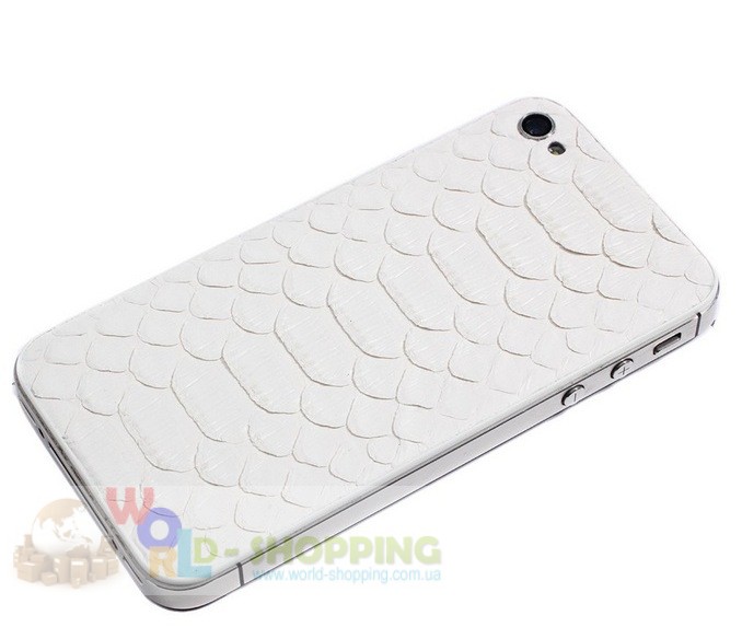 Задня кришка для iPhone 4/4S White декорована шкірою пітона білого кольору