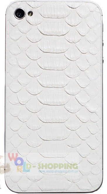 Задня кришка для iPhone 4/4S White декорована шкірою пітона білого кольору