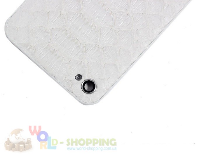 Задня кришка для iPhone 4/4S White декорована шкірою пітона білого кольору