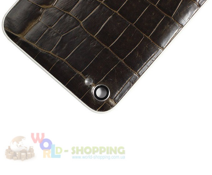 Задня кришка для iPhone 4/4S White декорована шкірою алігатора оливкового кольору.