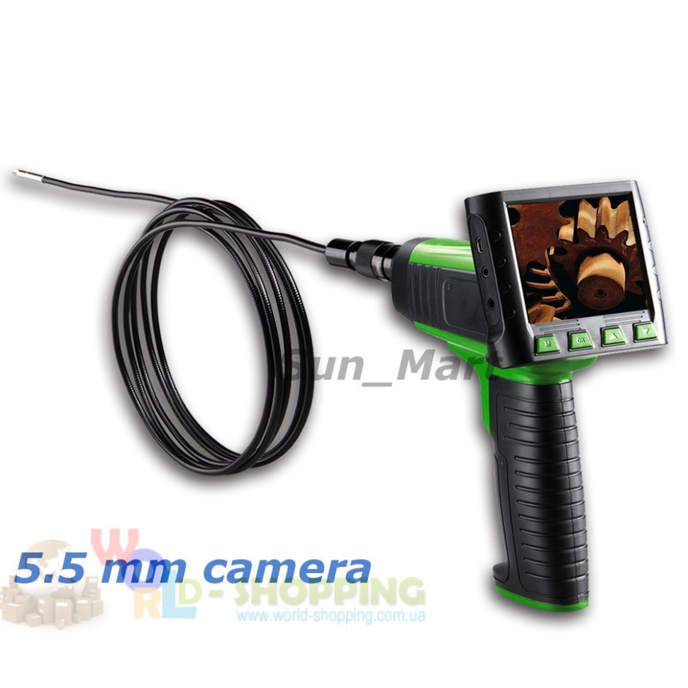 5,5mm ендоскоп /інспекційна камера з LCD-дисплеєм 3.5&quot; та гнучким кабелем 3 м