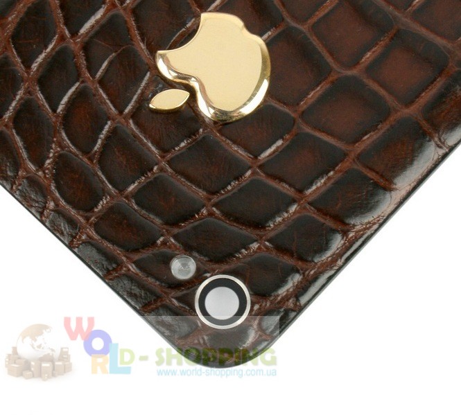 Задня кришка для IPhone 4/4S декорована шкірою алігатора коричневого кольору з логотипом Apple із цільного золота 2 грами