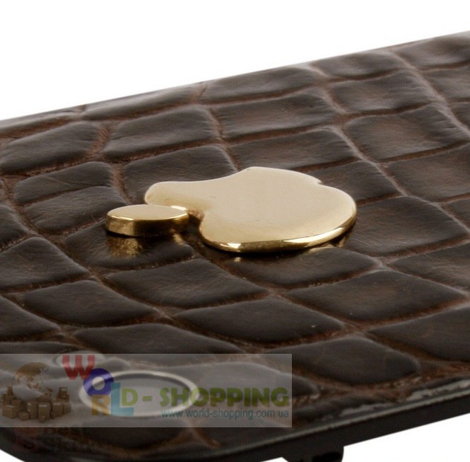 Задня кришка для IPhone 4/4S декорована шкірою алігатора коричневого кольору з логотипом Apple із цільного золота 2 грами
