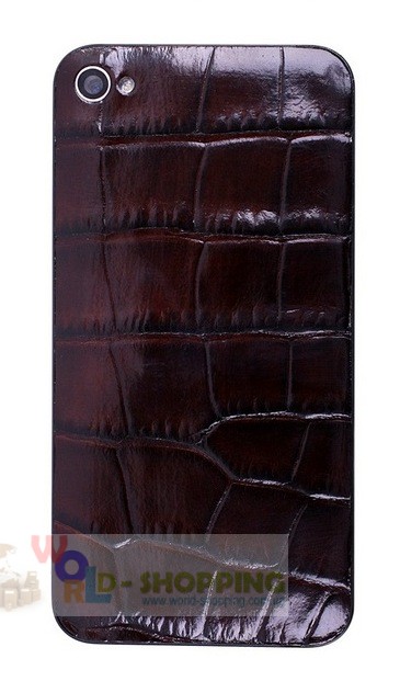 Задня кришка для iPhone 4/4S Black декорована шкірою алігатора темно-коричневого кольору.