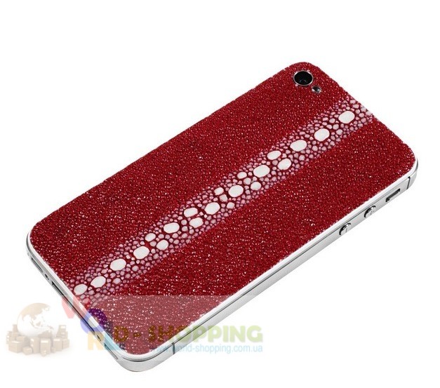 Задня кришка для iPhone 4/4S White декорована шкірою ската червоного кольору