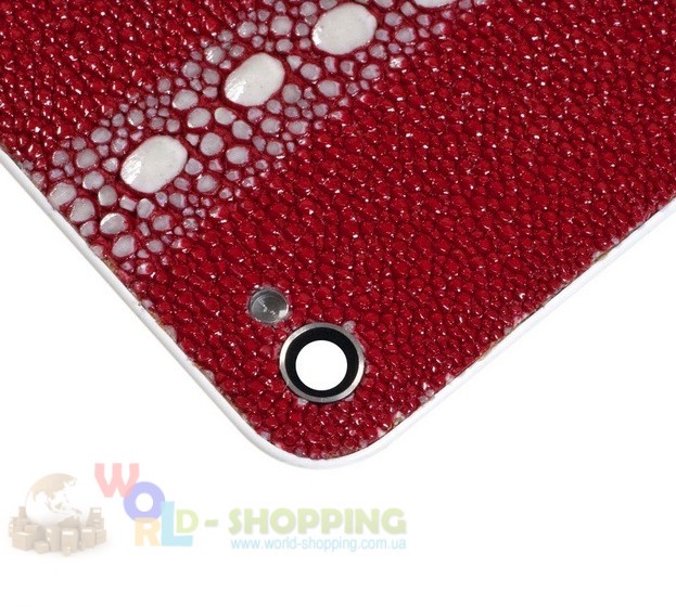 Задня кришка для iPhone 4/4S White декорована шкірою ската червоного кольору