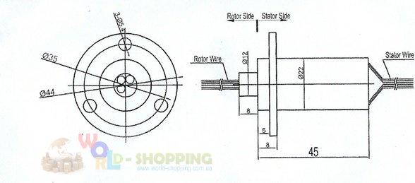 Slip Ring  токосъемник для ветрогенератора 30А три фазы 