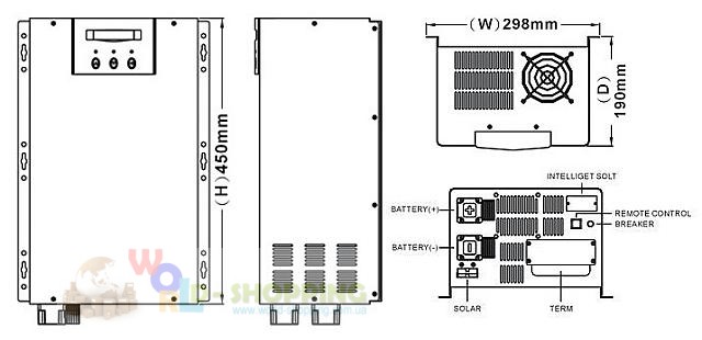 Інвертор 2400W 24v чистий синус із зарядним пристроєм 50A