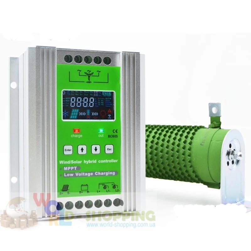 Гибридный 12/24/48V  контроллер MPPT   Wind 800W / Solar 800W для ветрогенератора 