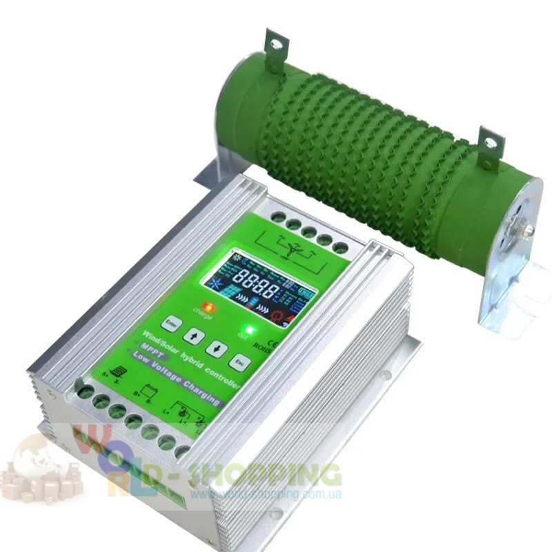 Гибридный 12/24/48V  контроллер MPPT   Wind 800W / Solar 800W для ветрогенератора 