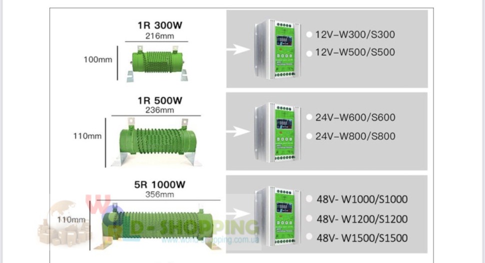 Гибридный 12/24/48V  контроллер MPPT   Wind 800W / Solar 800W для ветрогенератора 