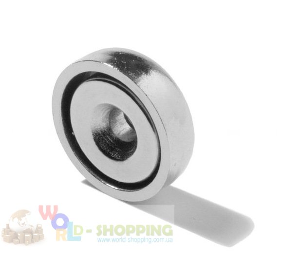 Крепежный магнит в металлической чаше D20 mm - сила удержания 9 кг