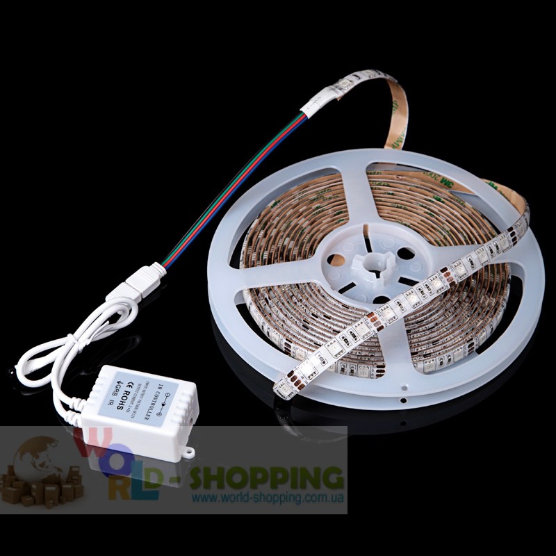  Водонепроницаемая светодиодная лента 5м 300 LED DC 12V 72W + контроллер + пульт управления